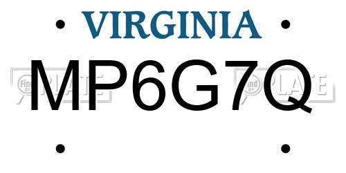 MP6G7Q Virginia License Plate