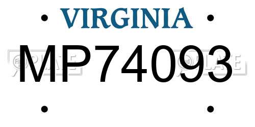 MP74093 Virginia License Plate