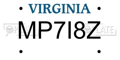 MP7I8Z Virginia License Plate