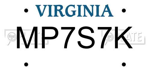 MP7S7K Virginia License Plate