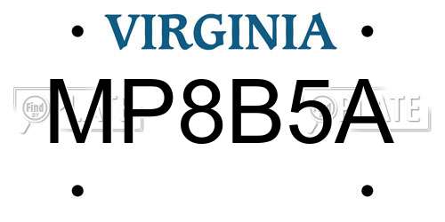 MP8B5A Virginia License Plate