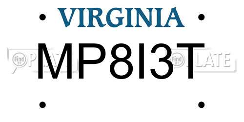 MP8I3T Virginia License Plate
