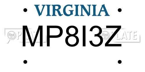 MP8I3Z Virginia License Plate