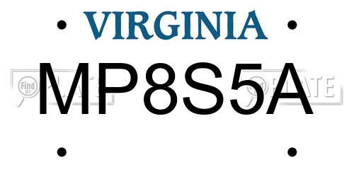 MP8S5A Virginia License Plate
