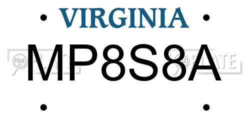MP8S8A Virginia License Plate
