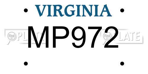 MP972 Virginia License Plate