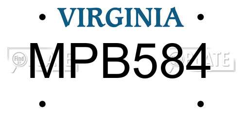 MPB584 Virginia License Plate