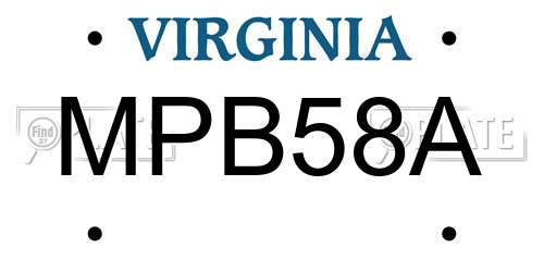 MPB58A Virginia License Plate