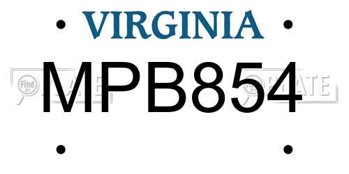 MPB854 Virginia License Plate