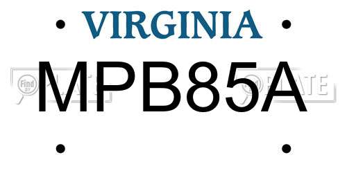 MPB85A Virginia License Plate