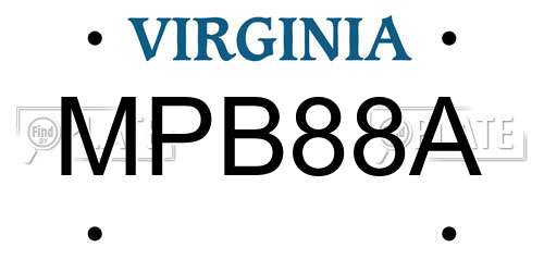MPB88A Virginia License Plate