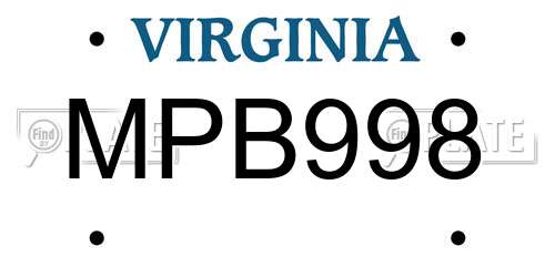 MPB998 Virginia License Plate