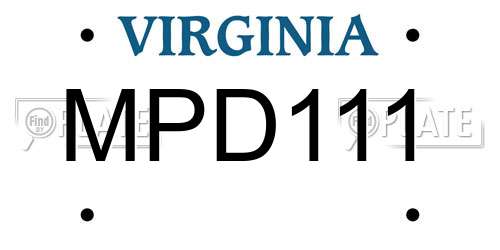 MPD111 Virginia License Plate