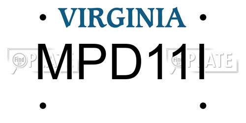 MPD11I Virginia License Plate
