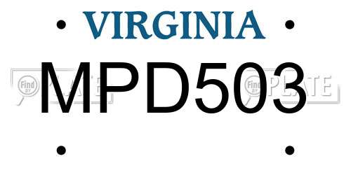 MPD503 Virginia License Plate