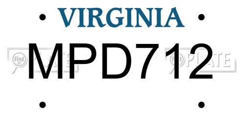 MPD712 Virginia License Plate
