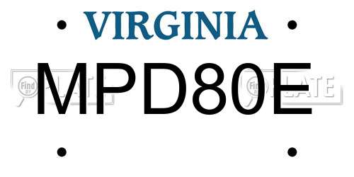 MPD80E Virginia License Plate