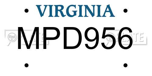 MPD956 Virginia License Plate