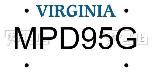 MPD95G Virginia License Plate