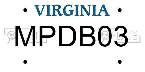 MPDB03 Virginia License Plate
