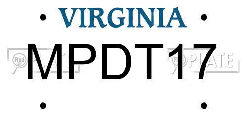 MPDT17 Virginia License Plate