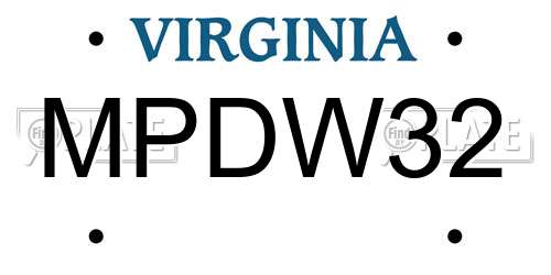 MPDW32 Virginia License Plate