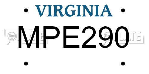 MPE290 Virginia License Plate