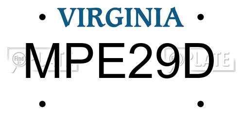 MPE29D Virginia License Plate