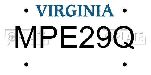 MPE29Q Virginia License Plate