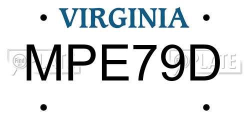 MPE79D Virginia License Plate