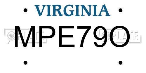 MPE79O Virginia License Plate