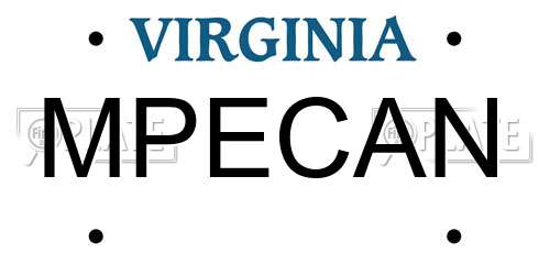 MPECAN Virginia License Plate