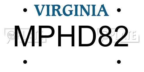 MPHD82 Virginia License Plate