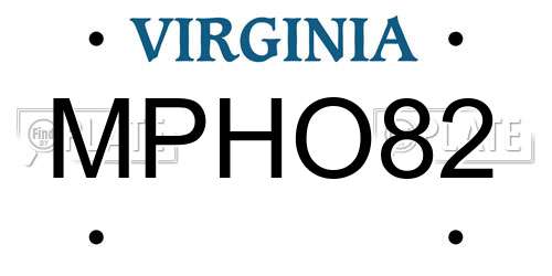 MPHO82 Virginia License Plate
