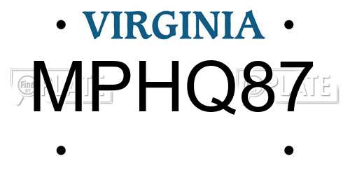 MPHQ87 Virginia License Plate