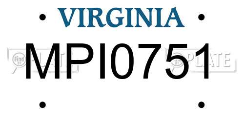 MPI0751 Virginia License Plate