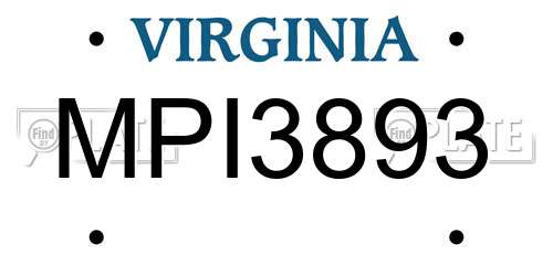 MPI3893 Virginia License Plate