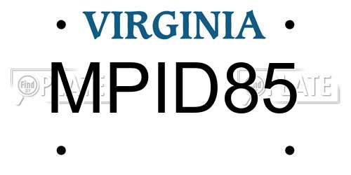MPID85 Virginia License Plate