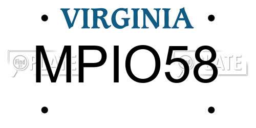 MPIO58 Virginia License Plate