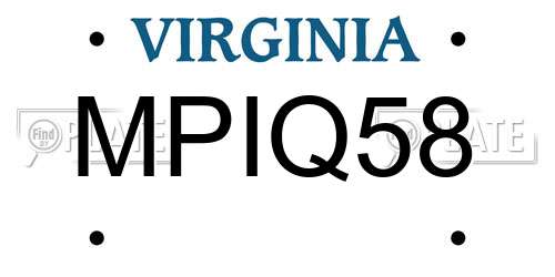 MPIQ58 Virginia License Plate