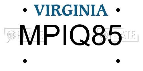 MPIQ85 Virginia License Plate