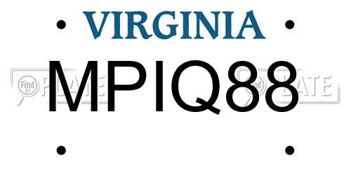 MPIQ88 Virginia License Plate