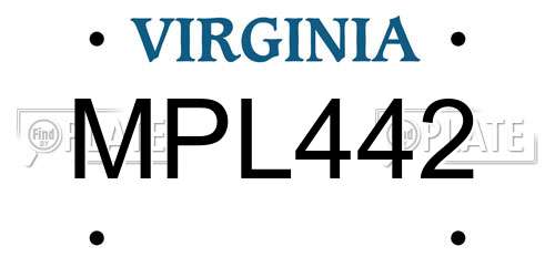 MPL442 Virginia License Plate