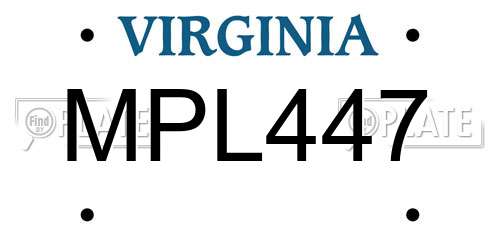 MPL447 Virginia License Plate