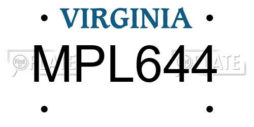 MPL644 Virginia License Plate