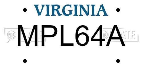 MPL64A Virginia License Plate