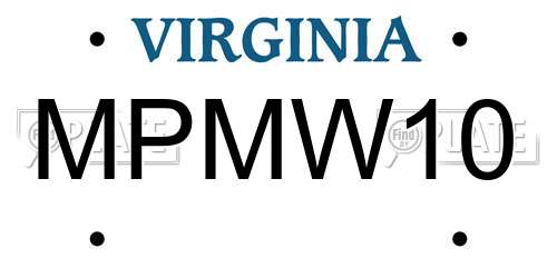 MPMW10 Virginia License Plate