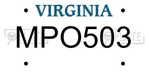 MPO503 Virginia License Plate