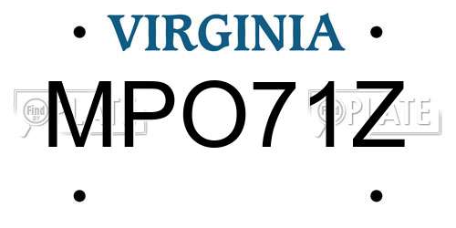 MPO71Z Virginia License Plate