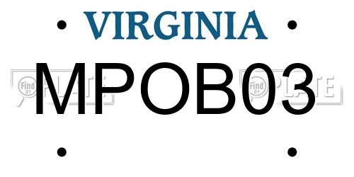 MPOB03 Virginia License Plate